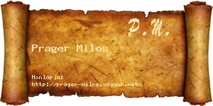 Prager Milos névjegykártya